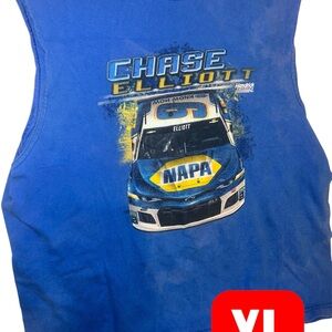 2- XL Adult  Blue Racing Graphic Tank Top Preloved